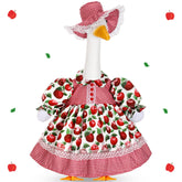 FuWeave spring porch goose outfit with apple skirt fits most 23” geese for charming lawn display.