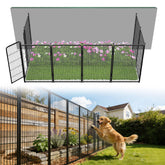 FXW garden fence panel assembly showing quick no-dig setup for pets