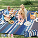 G GOOD GAIN picnic blanket with blue strip top, ideal for outdoor picnics