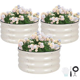 G GOOD GAIN round raised garden bed kit in white for versatile outdoor planting