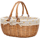 G GOOD GAIN wicker picnic basket with double handles for easy outdoor transport.