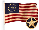 G128 Betsy Ross flag tea-stained outdoors for patriotic display