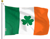 G128 Ireland Shamrock Flag full view for outdoor display with vibrant color.