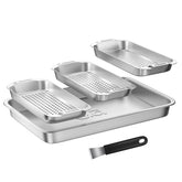 G.a HOMEFAVOR grill basket set with large tray and three baskets for versatile grilling.
