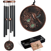 Gabzart vintage hummingbird wind chime outdoors creates a calming garden atmosphere.