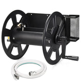 GADFISH garden wall-mounted hose reel storing up to 125 feet of hose for efficient yard irrigation.