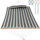 Gafete two-person hammock with spreader bar for stable outdoor lounging.