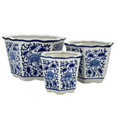 Galt International blue-white floral pot 8-inch for elegant indoor display.