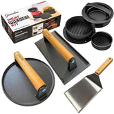 Gamalou round 7 inch burger press with textured base for even searing