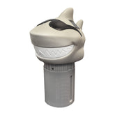 GAME Solar Light-Up Shark pool chlorinator front view with glowing LED for night-time visibility