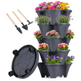 GameXcel vertical planter tower with five tiers and wheels for easy mobility.