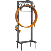 GAMTUE garden hose holder with four-anchor base for stable support on uneven ground.