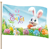 Ganeen Happy Easter flag 3x5ft fluttering for outdoor visibility and festive curb appeal