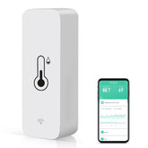 Gaoducash WiFi temperature humidity sensor mounted on wall for real-time readings.