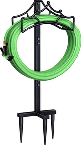 Garbuildman crown-design hose stand seen in a garden as a stylish storage solution