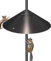 Garbuildman metal squirrel baffle around feeder deters squirrels effectively.