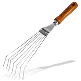 Garden Helper Japanese hand rake closeup steel blade for durable performance.
