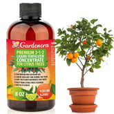 Gardenera 3-1-2 liquid fertilizer bottle enhances indoor citrus nourishment for vibrant growth