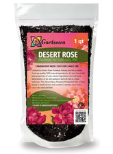 Gardenera Desert Rose potting soil bag highlighting balanced nutrients for thriving containers.