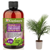 Gardenera palm fertilizer bottle showing 3-1-2 pour for vibrant indoor palms.