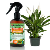 Gardenera Peace Lily spray bottle pour showing easy weekly care for healthy leaves