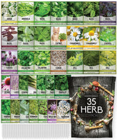 Gardeners Basics 35-seed variety pack ready for storage and apothecary planning.