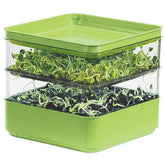 Gardens Alive seed sprouter two-tier tray enables growing two sprouts at once.