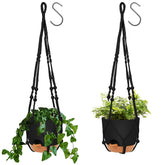 Gardife 8-inch hanging planter with macrame hanger in black for stylish indoor display