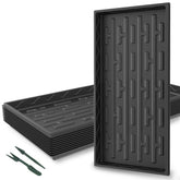 Gardzen 1020 growing trays stackable design saves space on greenhouse shelves.