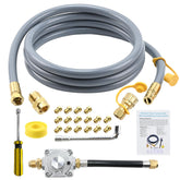 Garsoo propane-to-natural-gas conversion kit for Weber grills with 10 ft hose, easy gas switch.