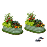 Gartist raised bed green oval, front view, ideal for vegetables and herbs.