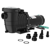 Garvee 1.5 HP pool pump front view shows durable copper motor and compact housing.
