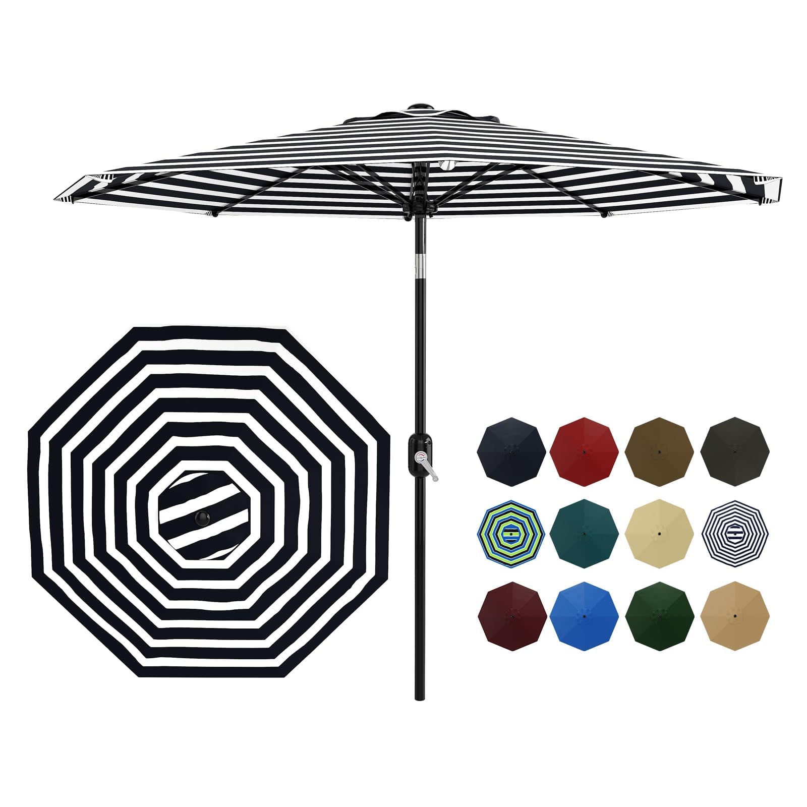 Garvee 9ft patio umbrella with crank-lift mechanism provides easy shade at any table.