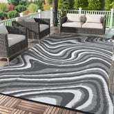 Garvee outdoor rug with quicksand design adds durable patio style