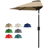 Garvee 9ft half umbrella crank in action providing quick shade against walls