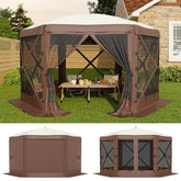 GarveeLife hexagonal pop-up gazebo provides expansive shade for outdoor gatherings.