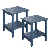 GarveeLife Adirondack side table navy front view enhances outdoor lounging.