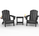 GarveeLife folding Adirondack chairs set of 2 with side table for convenient patio seating.