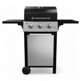 Gas One GP-1030S 3-burner grill with wheels enables easy outdoor cooking.