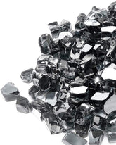 GASPRO fire glass half-inch black reflects sunlight for bright daytime ambiance.