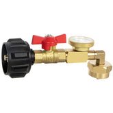 GasPro propane refill adapter with 90-degree elbow for easy small-cylinder refills