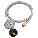 GasSaf 6ft propane regulator and hose demonstrating universal grill connection for outdoor cooking.