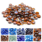 GasSaf Amber Luster fire glass drops illuminate indoor fire pits with jewel-like glow.