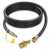 GasXpert 12 ft propane hose linking RV to grill for outdoor cooking