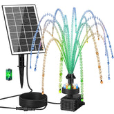 GAIZERL solar fountain pump with adjustable glass panel for precise placement in garden features.