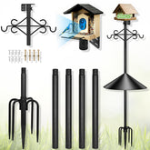 Gbekery 89-inch double-hooks bird feeder pole with sturdy base for outdoor use.
