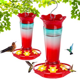 Gbekery glass hummingbird feeder with ant-proof top protecting nectar
