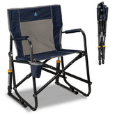 GCI Freestyle Rocker Indigo Blue opened frame for comfortable outdoor seating.