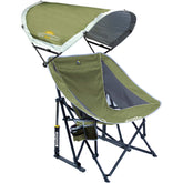 GCI Outdoor Pod Rocker with SunShade canopy provides sun protection and portable comfort.