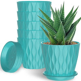 GDJUQZ 6-pack 6-inch indoor pots with drainage hole and tray for mess-free watering
